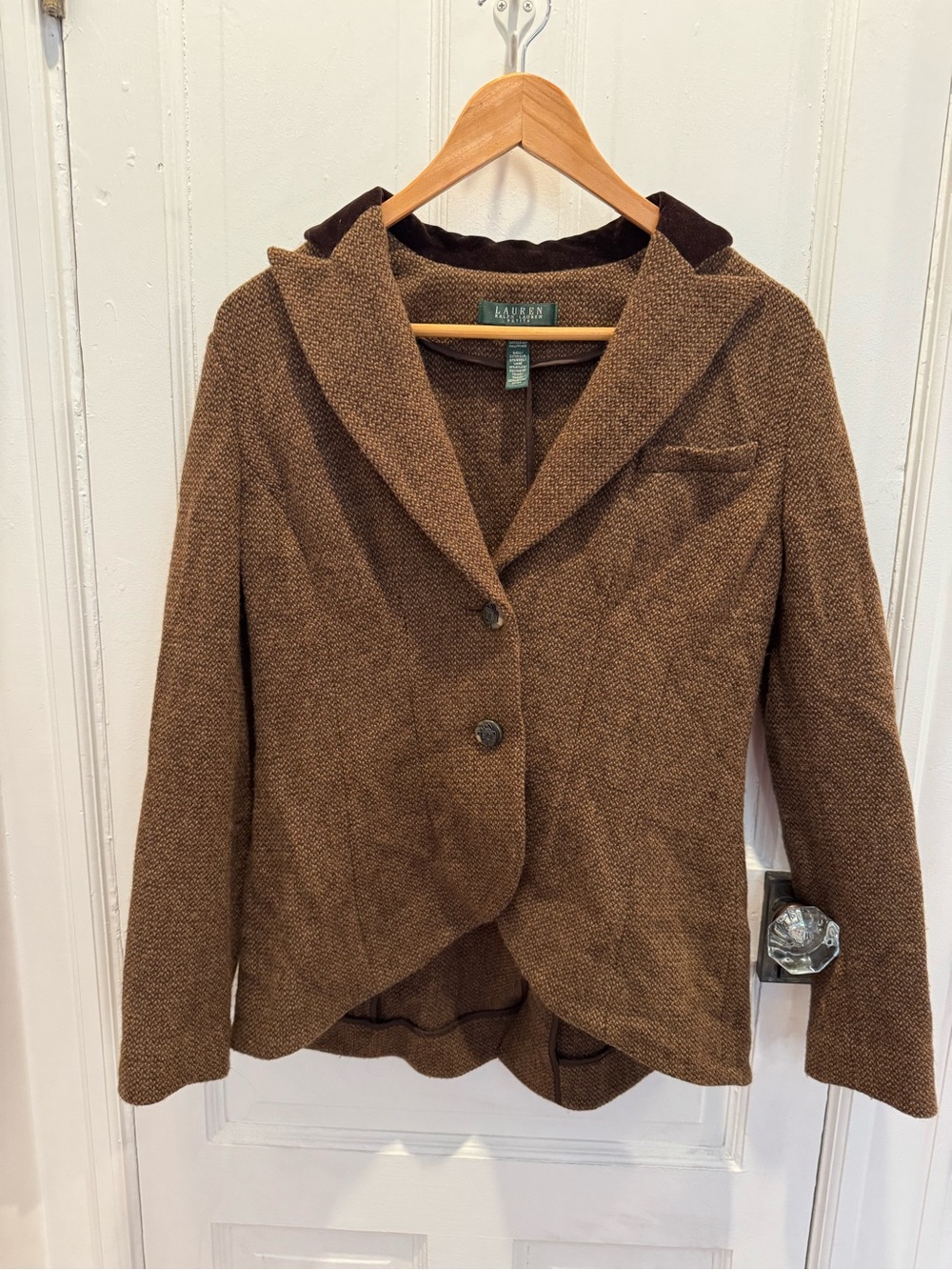 Lauren Ralph Lauren Brown Tweed Wool Blend Blazer Jacket 10P